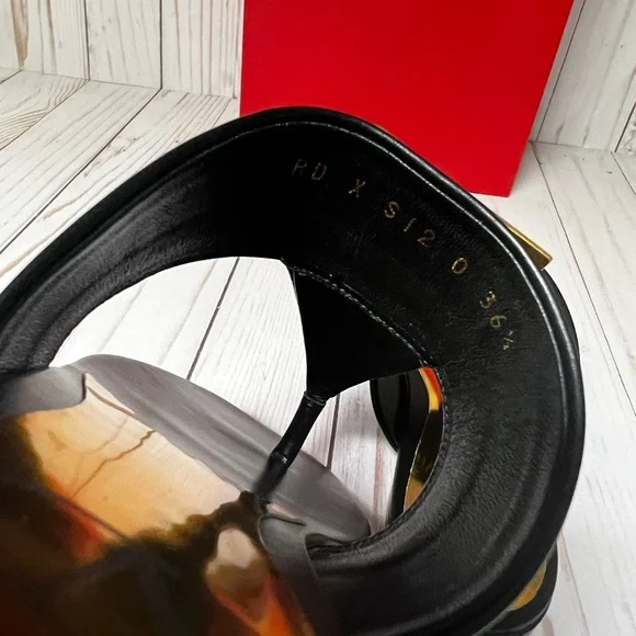 Valentino Garavani One Stud Leather Sandal Black Sz 36.5 / 6.5 - Picture 10 of 12